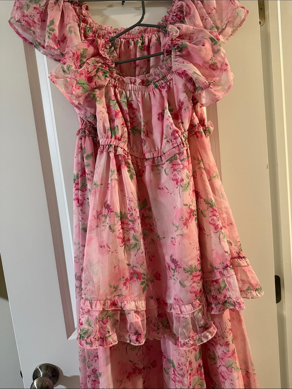 Mommy and me matching Pink Floral Ruffle Tiered Dress - Picture 2 of 3